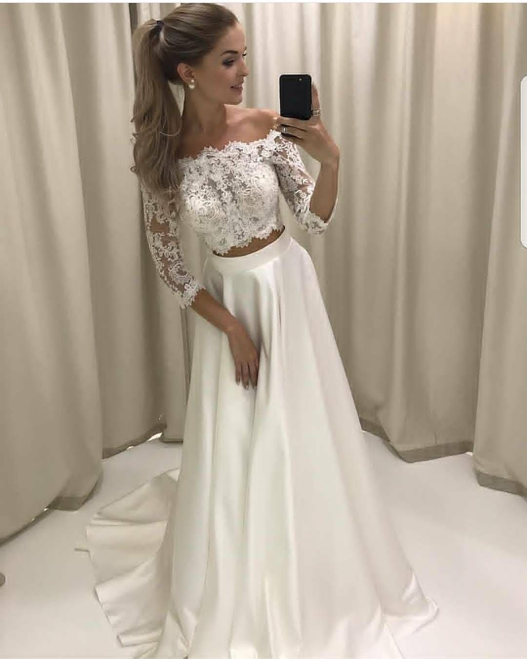 lace top wedding gown