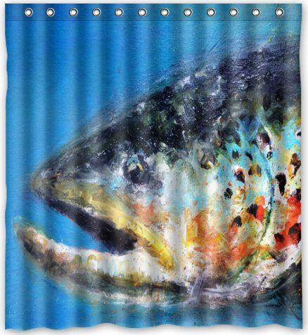 2019 66x72 Inches Rainbow Trout Skin Fishing Shower Curtain New