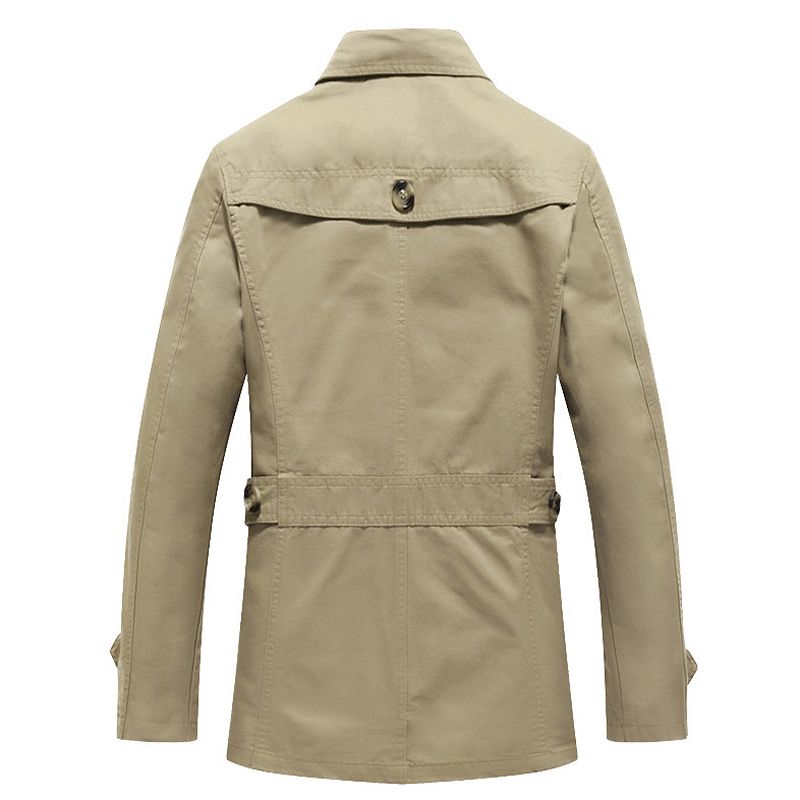 2021 Wholesale 100 Cotton Mens Short Trench Coat Solid Mens Overcoat