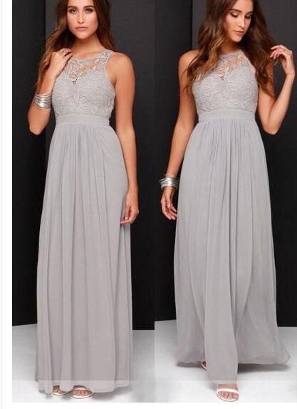 light grey long bridesmaid dresses