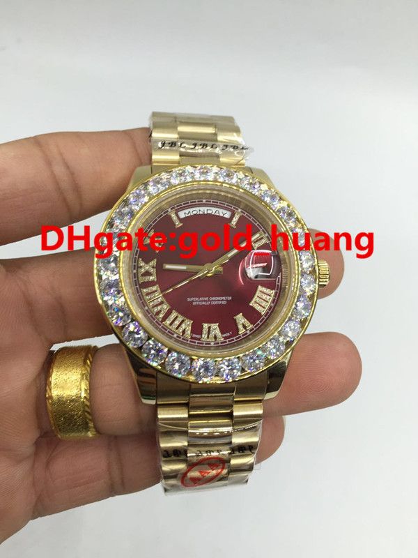 Gold shell, red dial