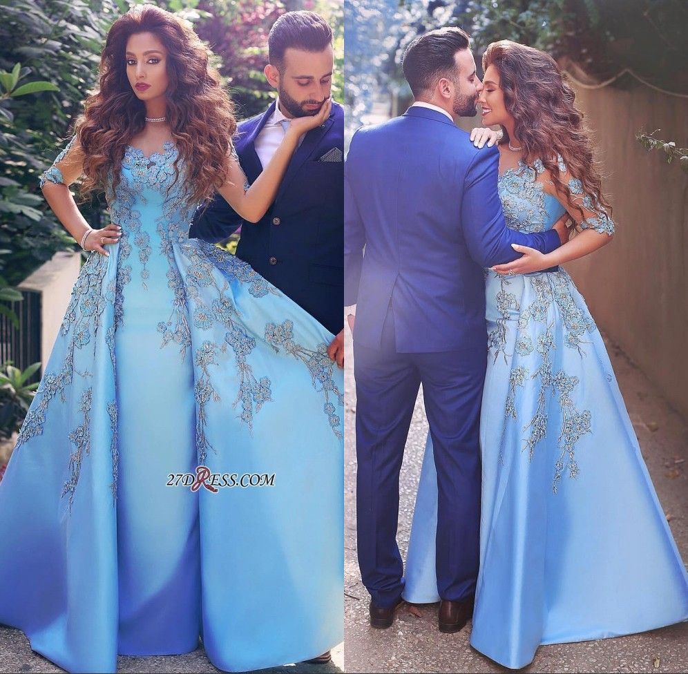 sky blue party wear gown