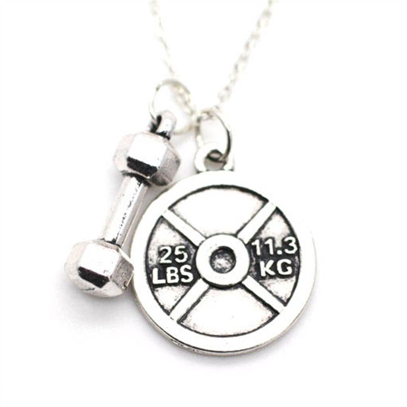 Wholesale 25LB WEIGHT PLATE DUMBBELL Chain Necklace Fitness Crossfit