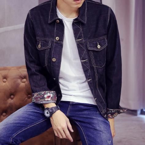 Korean Youth Mens Denim Jacket Retro 