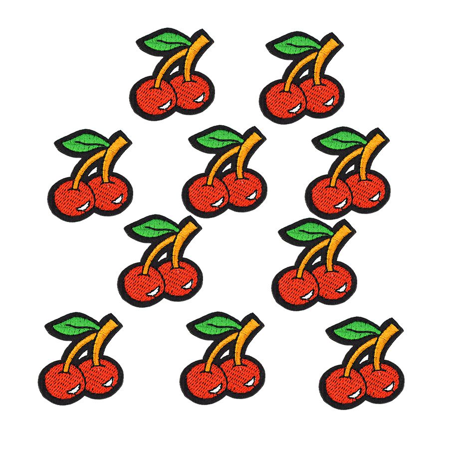 2021 DIY Red Cherry Patches Iron On Patch For Clothing Sewing Accessories Badge Embroidered ...