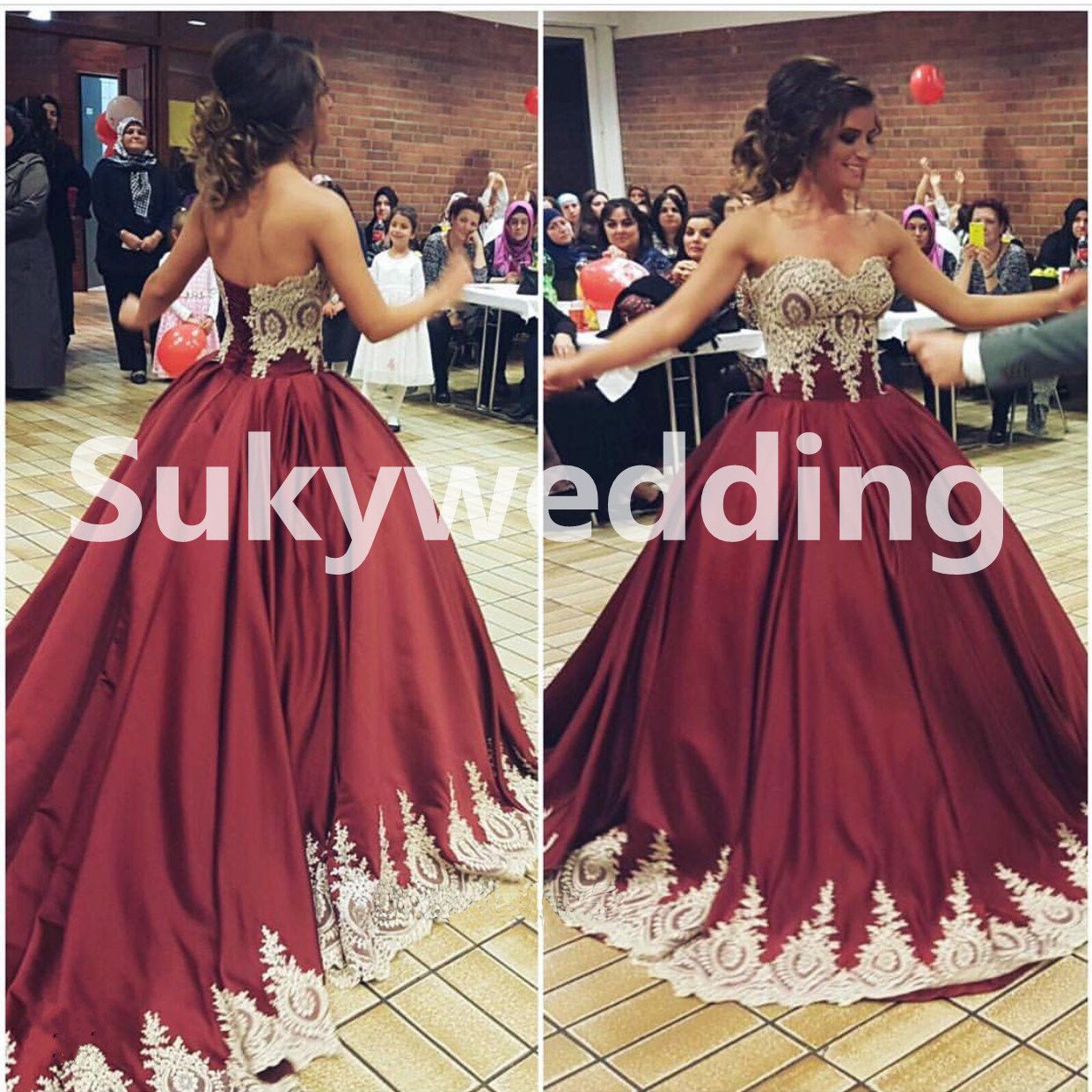 maroon with gold quinceanera dresses
