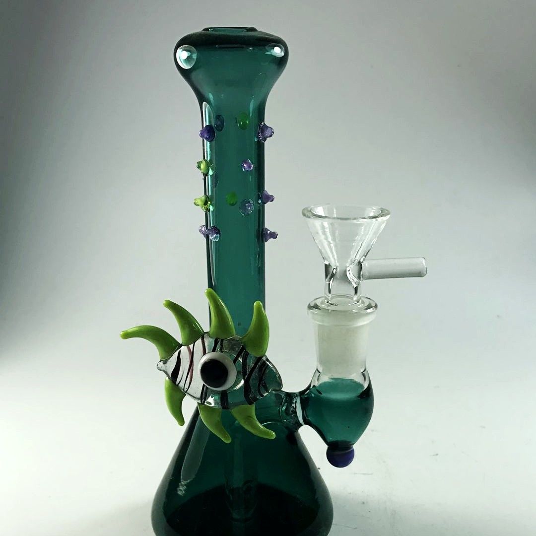 Discount Beaker Bubbler Monster Eye Glass Bong Dark Green Inline Perc