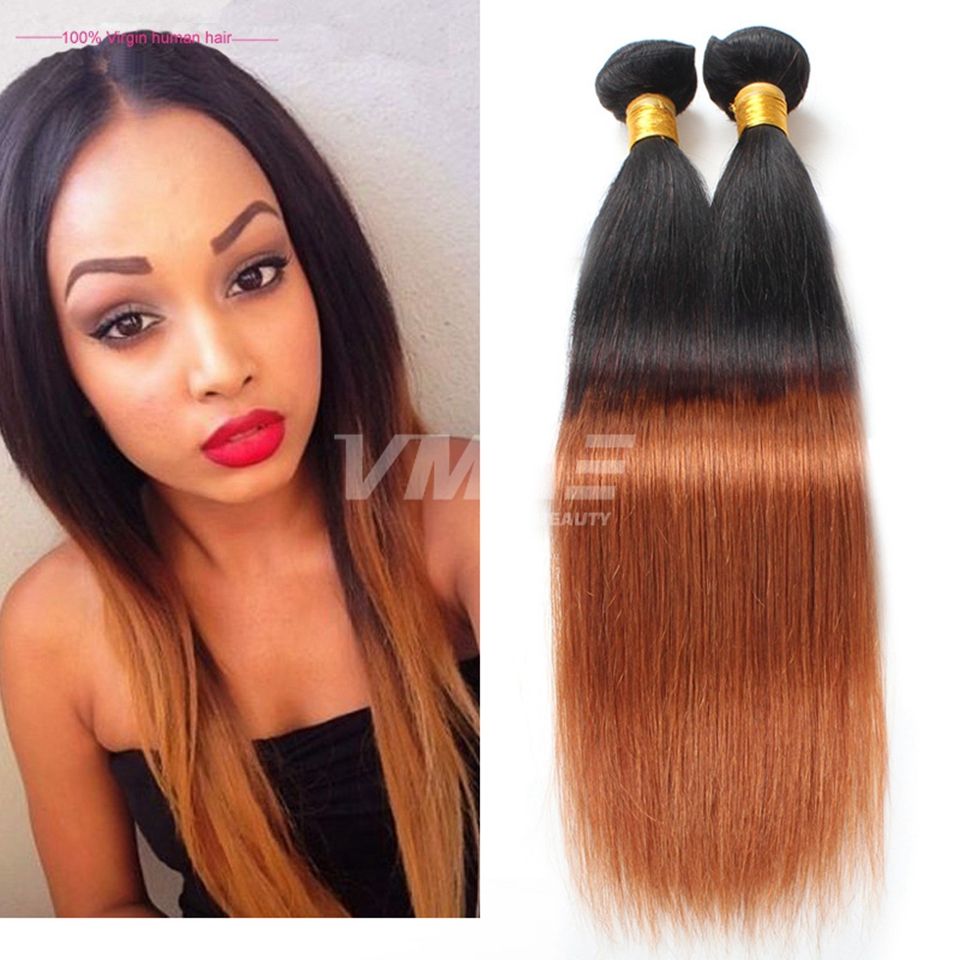 Ombre Hair Extensions Two Tone Hair Straight Virgin Straight Hair