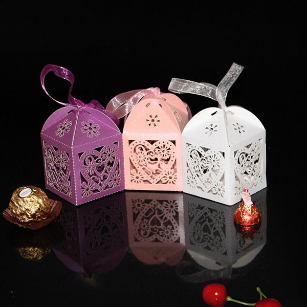 Large Butterfly Laser Cut Party Favors Boxes Candy Box Pearl Paper