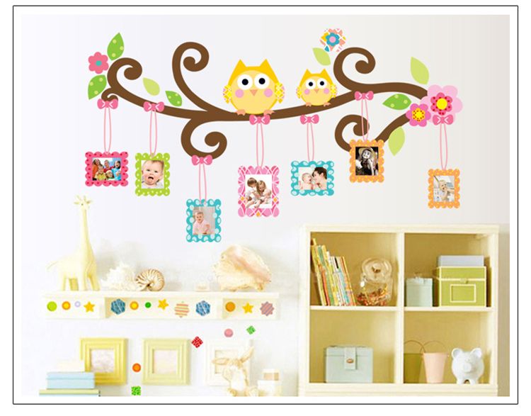 Removable Fabric Stickers Owl Family Wall Stickers Decors