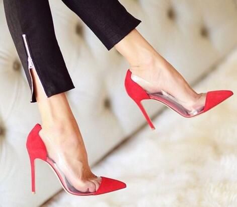 red see through heels