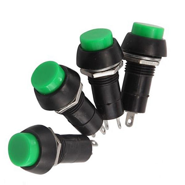 5PCS No Self-Lock ON//OFF Green Push Button 250V 3A PBS-11B 12mm Switch ON//OFF