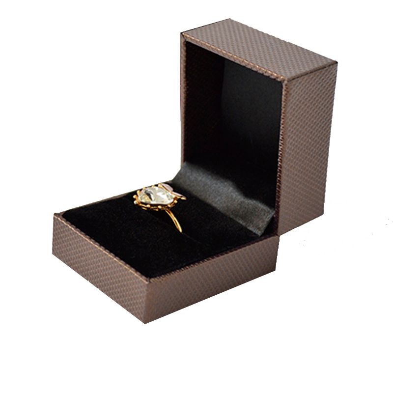 Wholesale Plastic Jewelry Display Box Brown Ring Packaging Box Engagement Ring Gift Storage Box