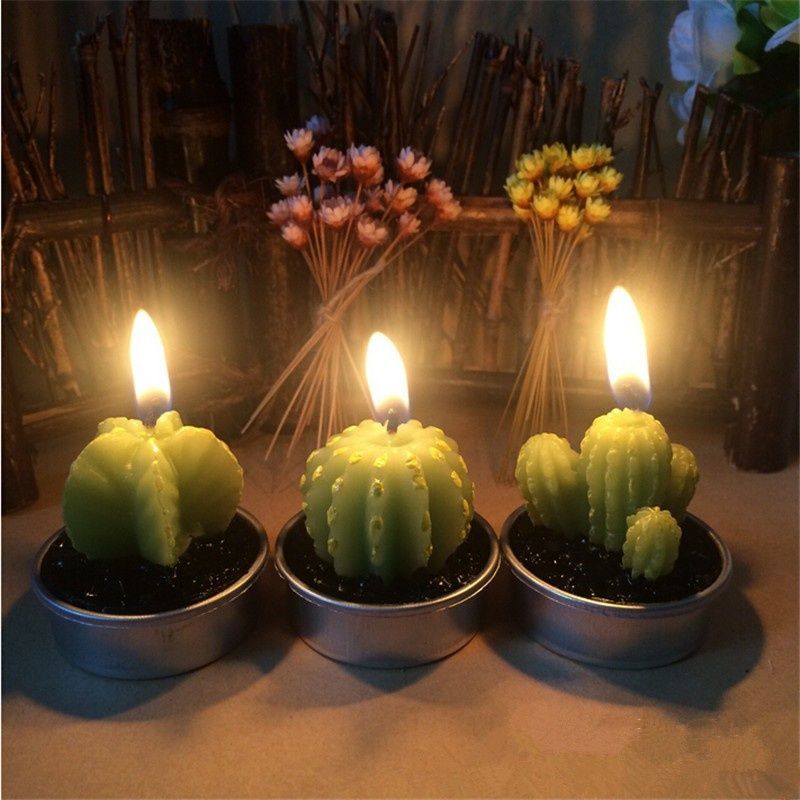 Gshy Cactus Candele Verde pianta del Deserto a Forma di Cactus Festa Matrimonio Candele per San Valentino 6 Pezzi Stile Casuale Regalo Decorazione casa 