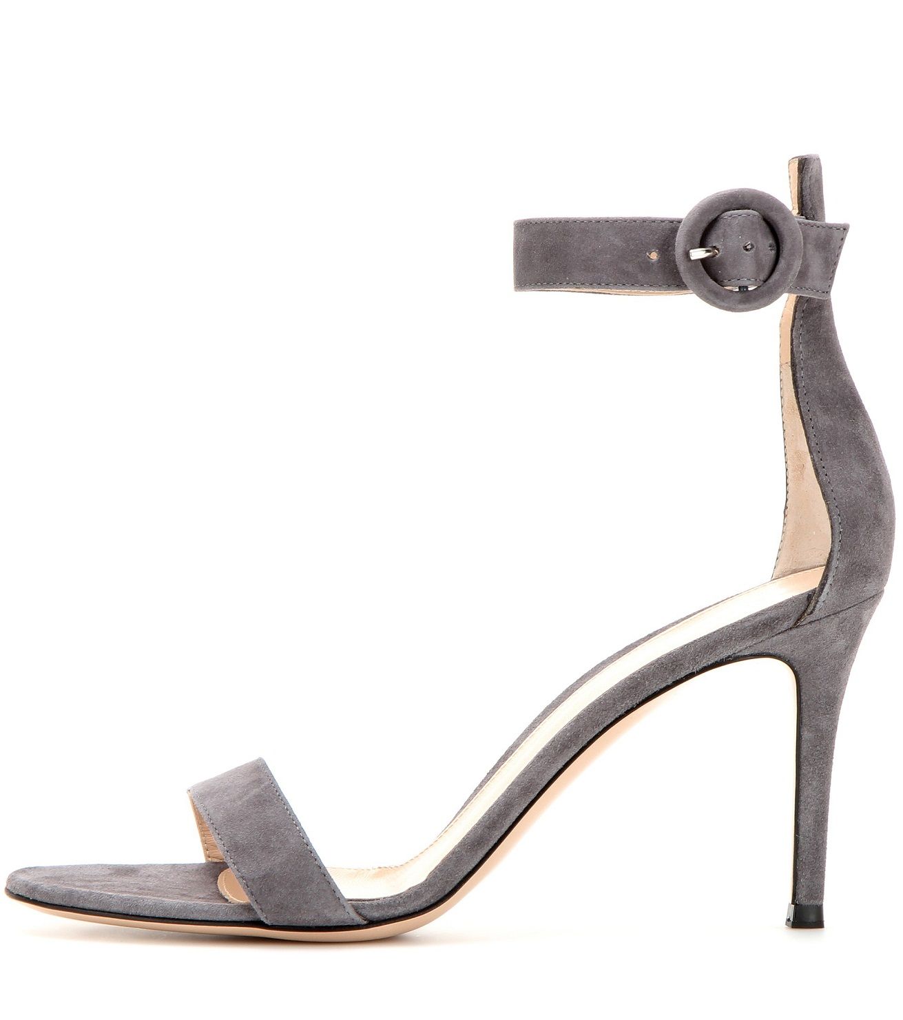 gray strap heels