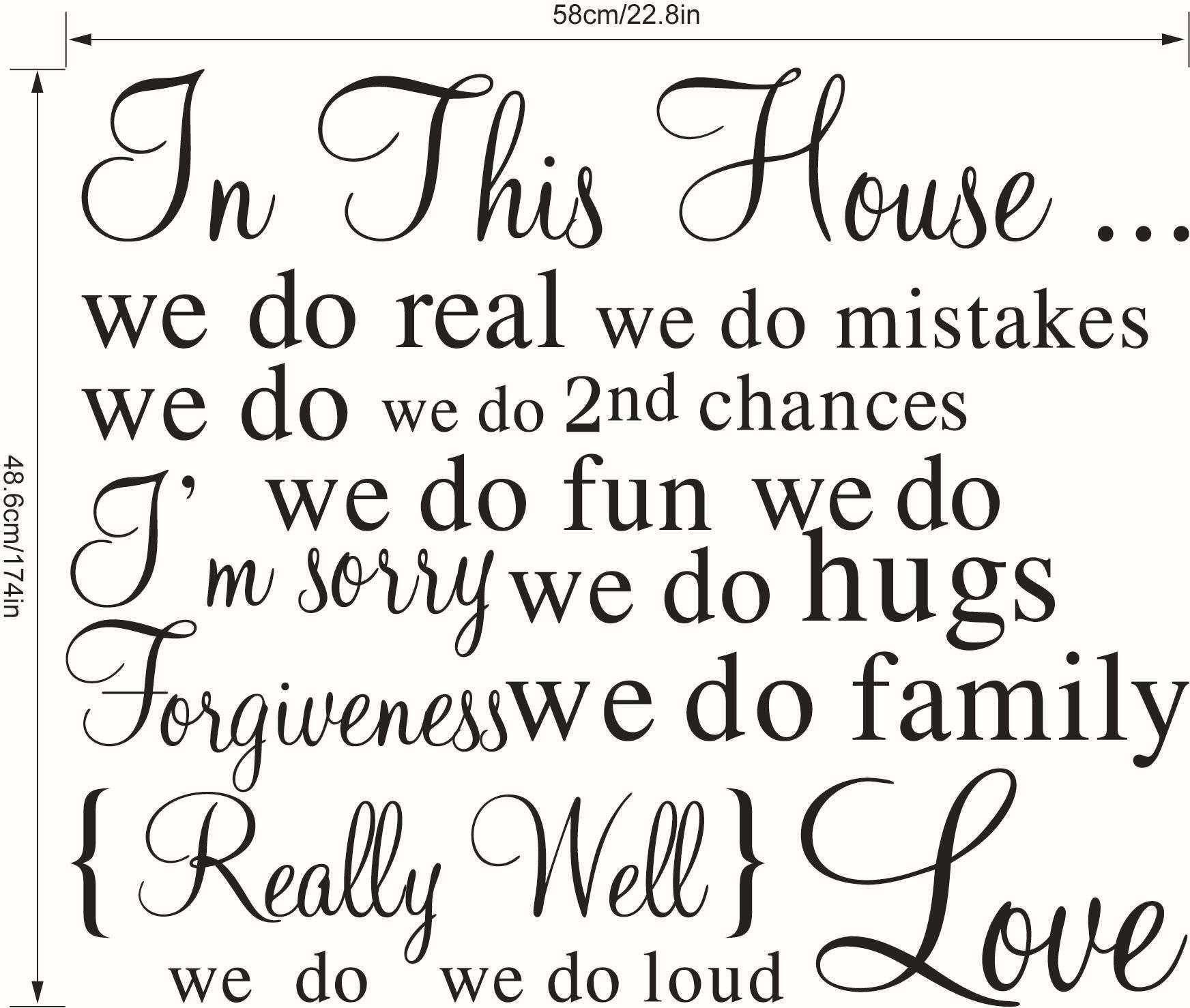 Aw9449 In This House Quote Wall Stickers Removable Vinyl Decals English