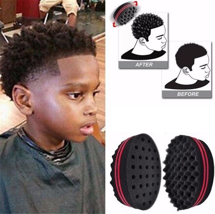 Magic Double Head Sponge Men Barber Hair Brush Black Dreads