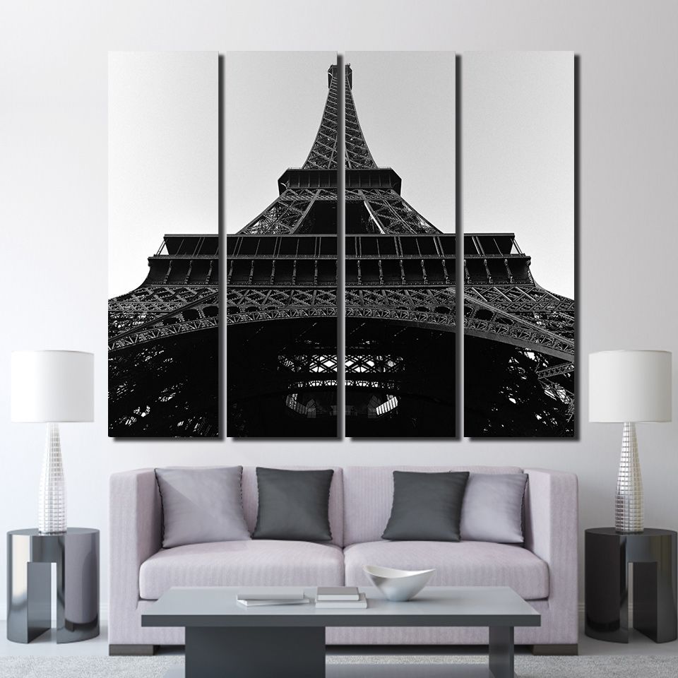 2020 Canvas The Eiffel Tower Black And White Wall Art Posters And