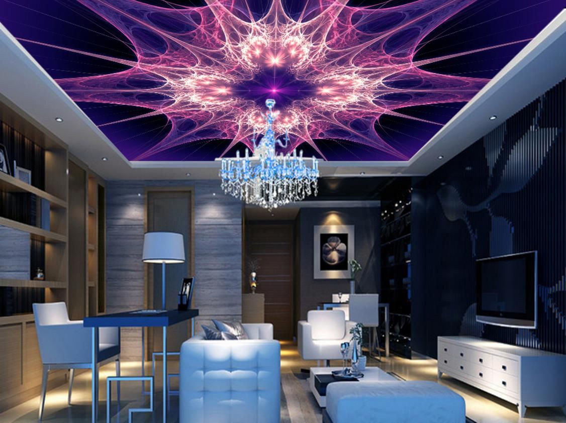 Wallpapers For Living Room Ktv Ceiling Abstract Purple Bright Color Wall Papers Home Decor Fashion 3d Ceiling Murals Wallpaper Christmas Computer
