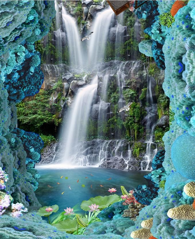 Wallpaper Luxus 3d Flooring Custom Wall Paper Rolls Waterfall