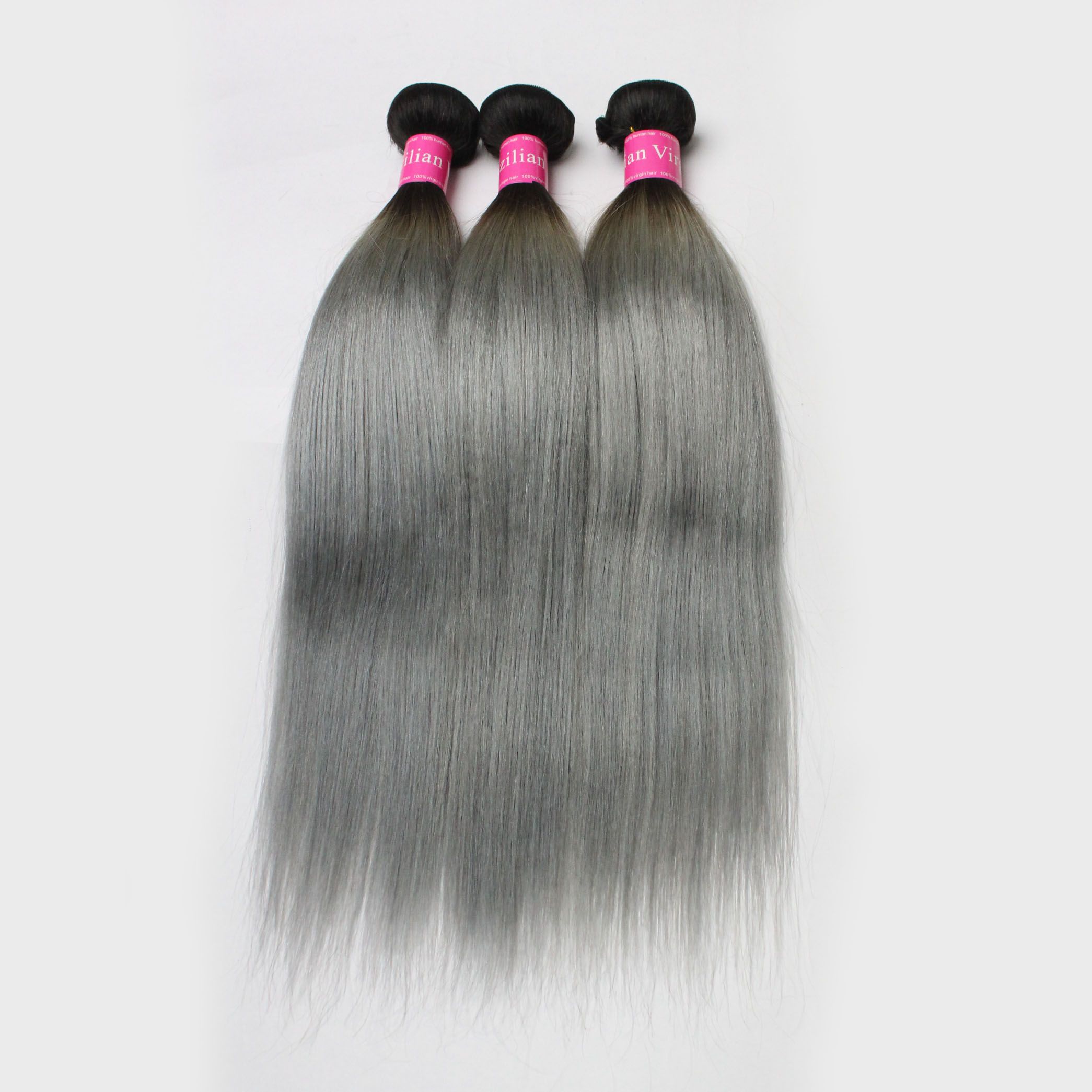 3pcs/lot Brazilian Ombre Hair Weft Two Tone Dark Root 1B/613 1b/Grey Blonde Peruvian Straight Human Hair soft Cheap Hair Bundles