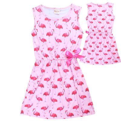 2017 flamingo vestido de niña vestidos sin mangas de verano para niñas  diseños de adolescentes para
