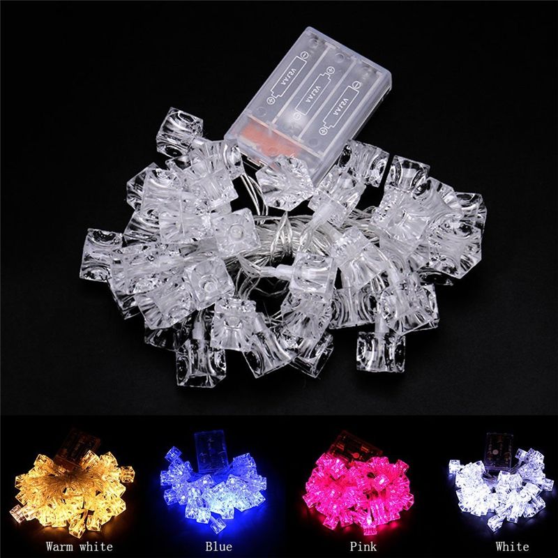 Battery String Light 4m 40 Led Ice Block Outdoor Fairy Lights Waterproof For Party Wedding Decoration Copper