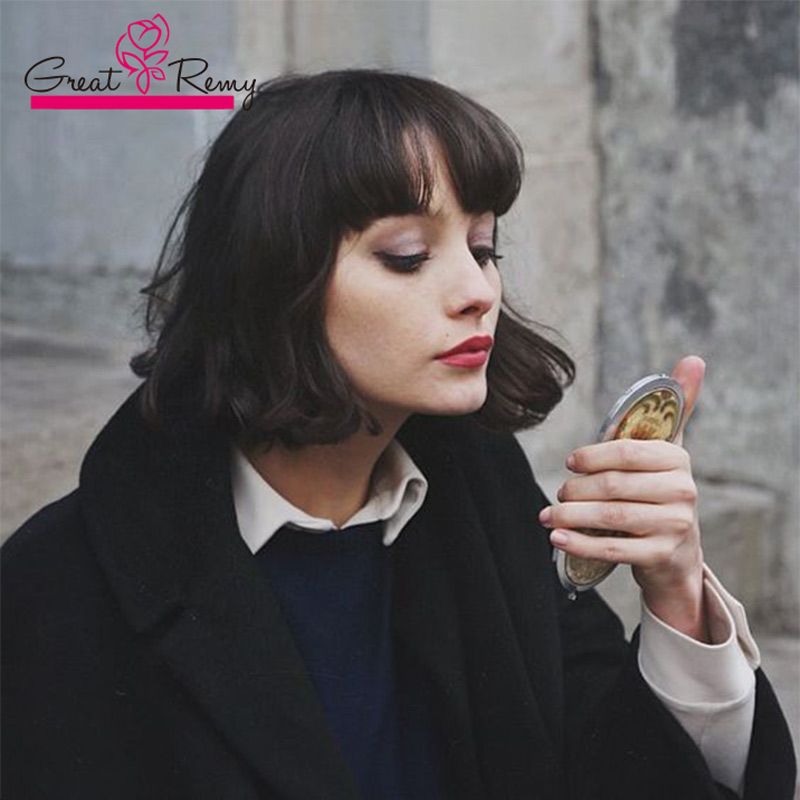 Greatremy 150 180 Thickness Cheap Human Hair Bob Lace Wig