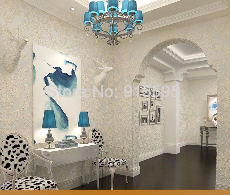 European Style Wall Papers Home Decor Bedroom Wall Damask Wallpaper