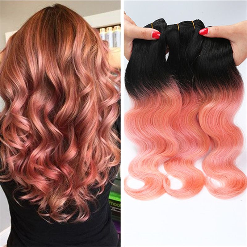 Grosshandel Zwei Ton 1b Rose Gold Ombre Haar 3 Bundles Korperwelle Peruanische Reine Haar 3 Weben Bundles Kurze Haare Fur Schwarze Frau Von