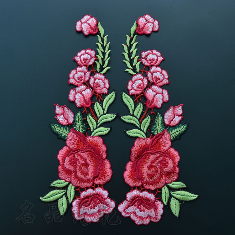 3D Rose Flower Embroidered Applique Badge Collar Sew On Patch Craft Dress Shirt 