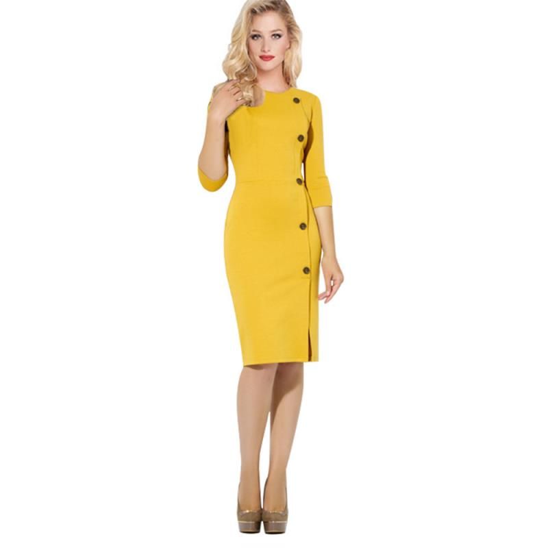 yellow work dress