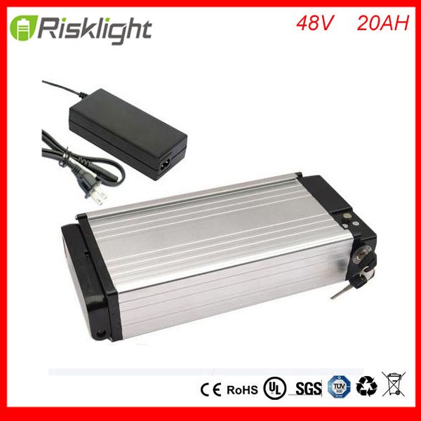 48v 1000w Silver Housing Rear Rack 48v 20ah Electric Bike Battery