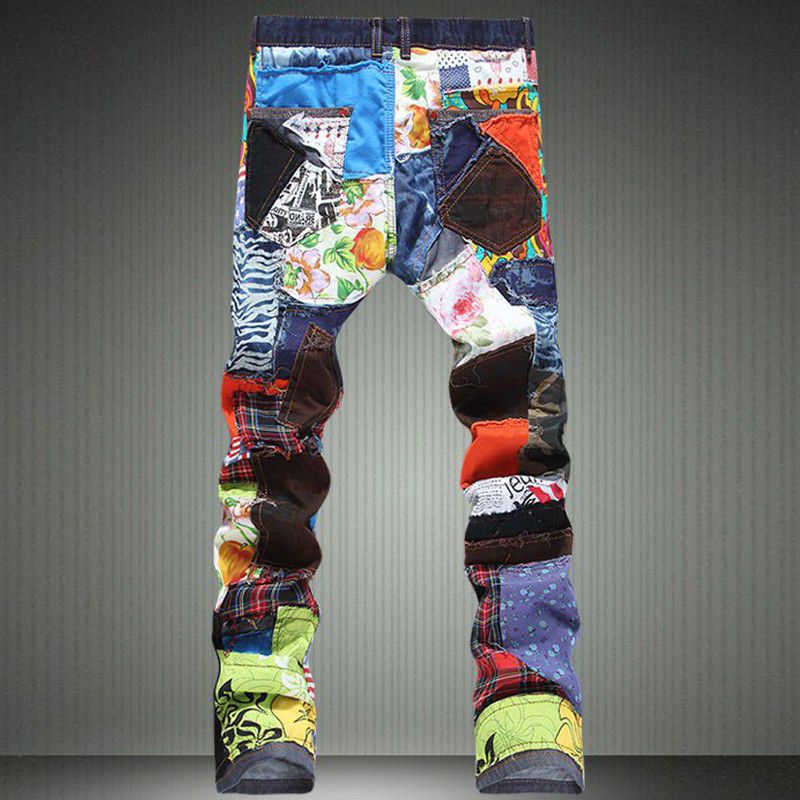 Best Quality Wholesale Mens Personality Patchwork Spliced Ripped Denim ...