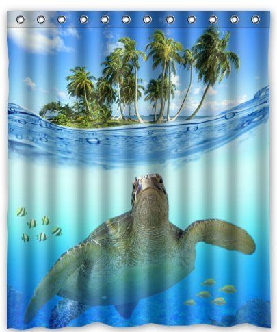 2019 Custom Underwater Sea Turtle Polyester Fabric Bathroom Decor