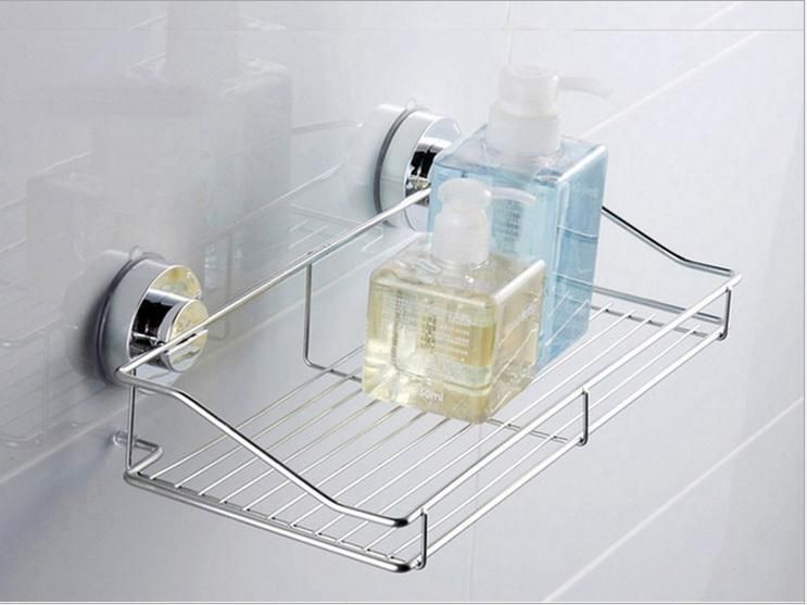 Best Quality Stainless Steel Shelving Suction Shower Basket Dual Sucker