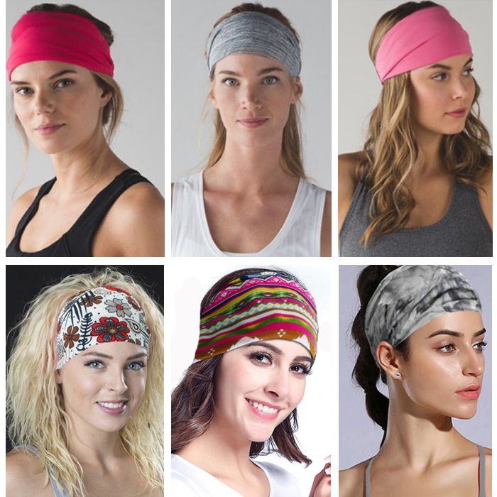 Women Ladies Wide Yoga Headband Stretch Hairband Elastic Hair Band Turban Gym