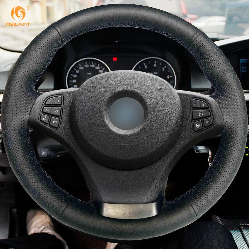 Negro Cuero Artificial Cubierta Del Volante Para BMW E83 X3 2003-2010 E53 X5
