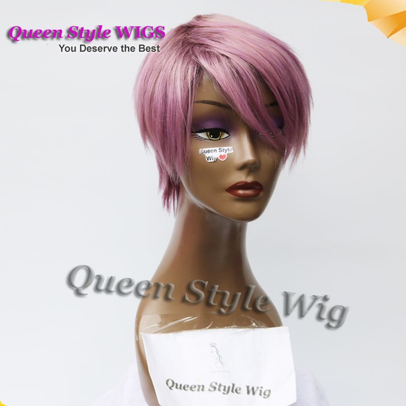 Short Pixie Cut Free Part Hair Wig Man Anime Wig Dark Root Ombre