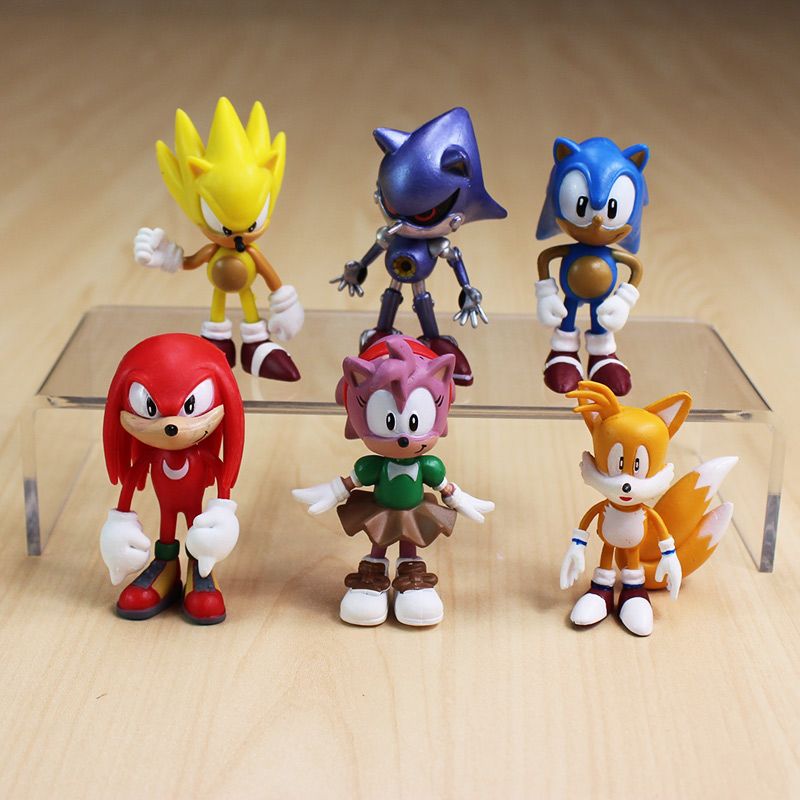 Sonic il Hedgehog Knuckles Tails Lot De 6 Statuette Bambola Giocattoli Bambini 