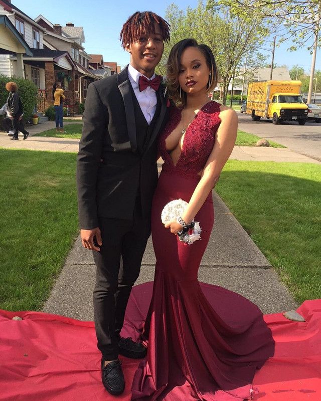 burgundy and gray dress
