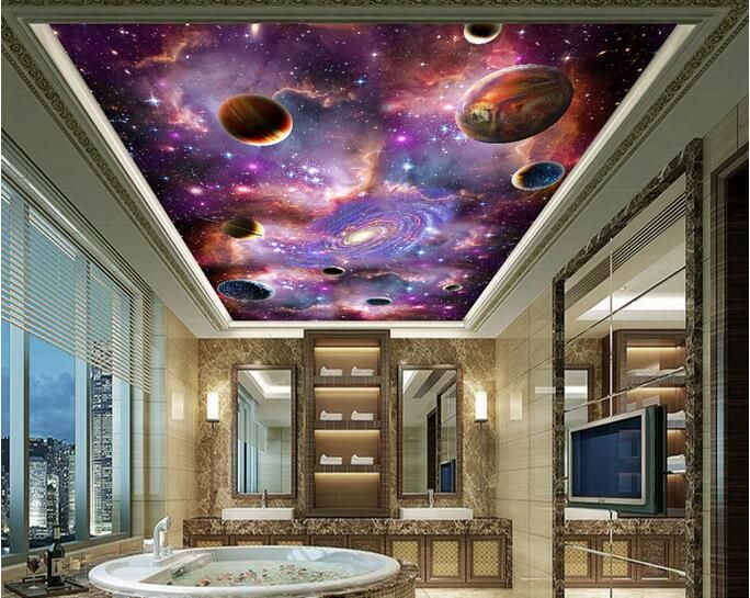 Space Galaxy 3d Ceiling Ceiling Mural Large Mural Wallpaper Living Room Bedroom Wallpaper Painting Tv Backdrop 3d Wallpapers Butterfly Wallpaper Buy