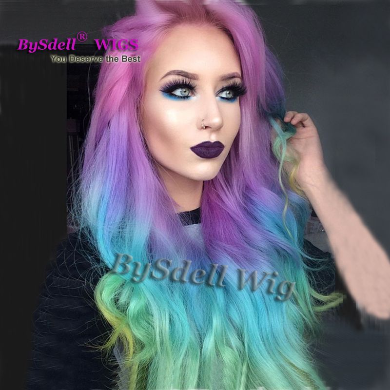 Acquista Parrucche Di Capelli Colorati Sintetici Lunghi Sciolti Onda Ombre Muti Colore Capelli Parrucca Anteriore Del Merletto Parrucche Parrucche Del Partito Di Cosplay Le Donne Nere A 40 07 Dal Tthouse2 Dhgate Com