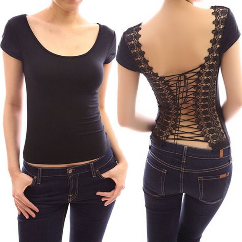 European New T Shirt Women Summer Back 
