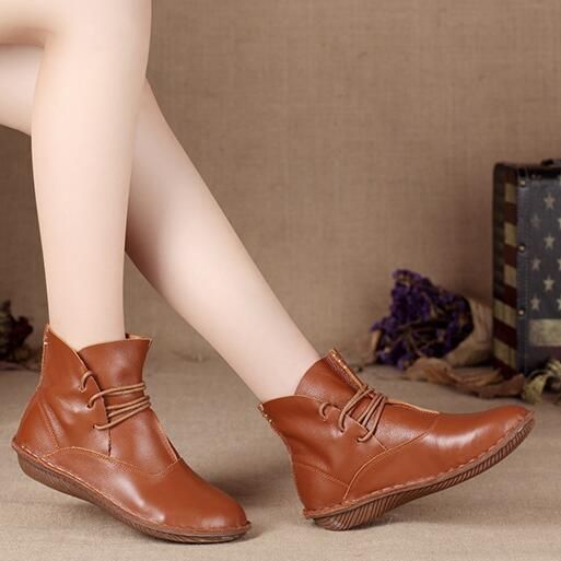 womens leather ankle boots lace up