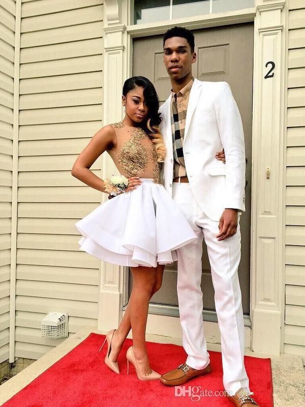 white and gold hoco dress