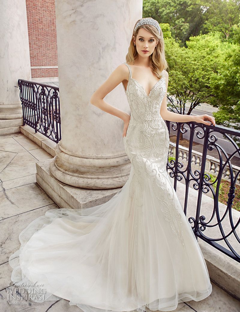 fit and flare wedding dress with straps