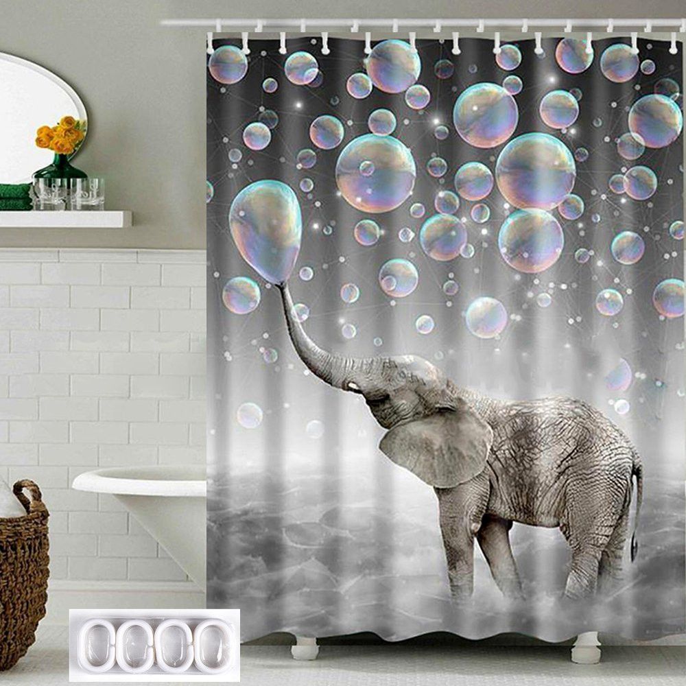 New Waterproof Home Bathroom PEVA Shower Curtain Panel Sheer Decor With Hooks