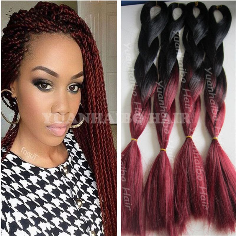 2019 Hot Sale 20inch Fold Two Tone Black Burgundy Synthetic Jumbo