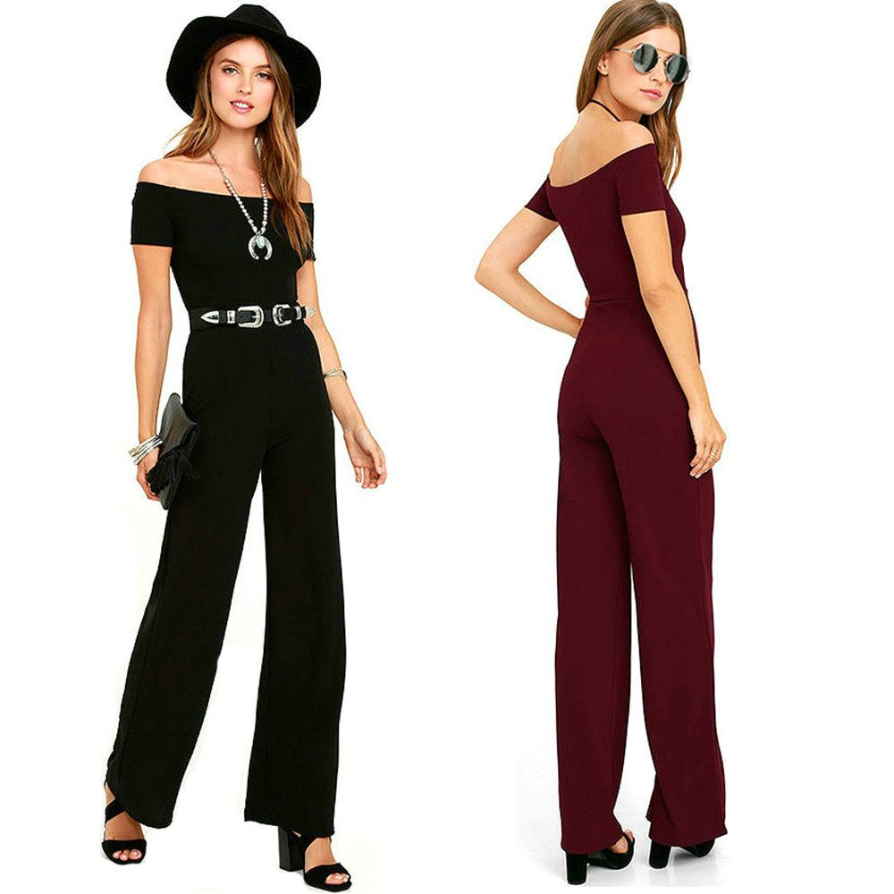 off the shoulder short sleeve jumpsuit